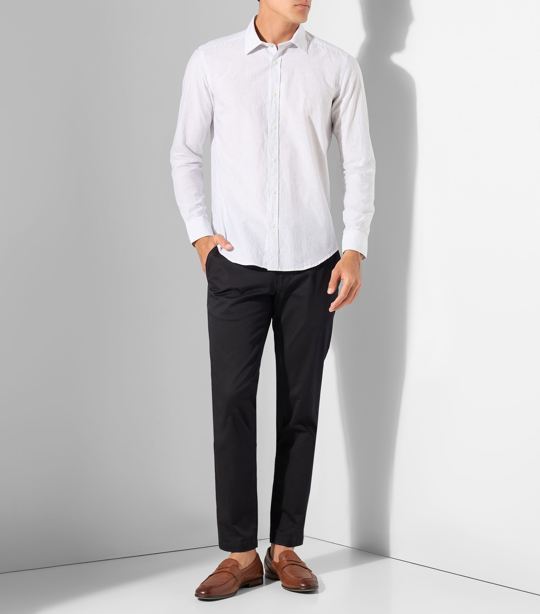 Camisa a rayas manga larga Hombre
